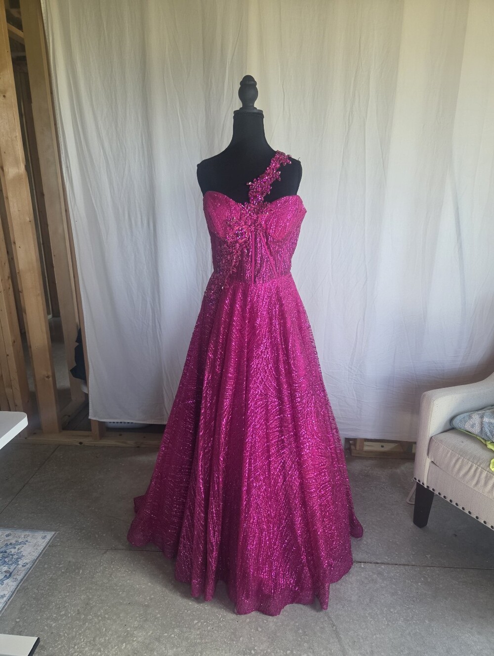Alyce Paris Hot Pink Sequin Pageant Prom Gown